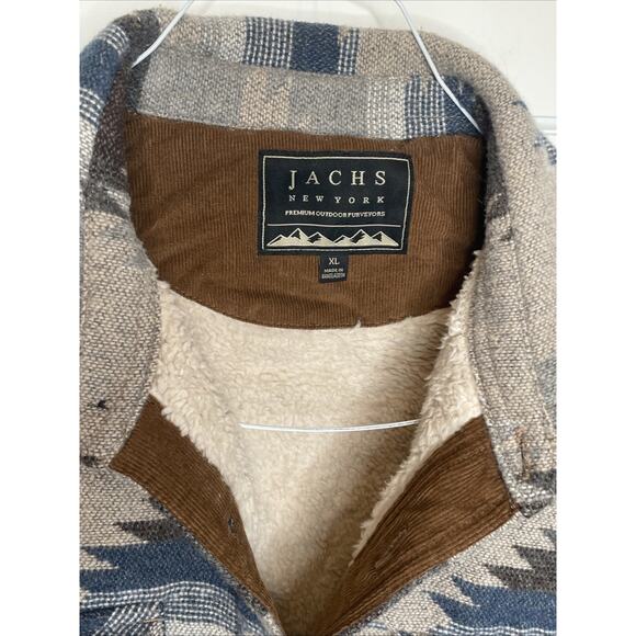 Jachs New York Men's Barn Shacket Sz XL Sherpa Lined Wool Blend Aztec Chore - Picture 3 of 15